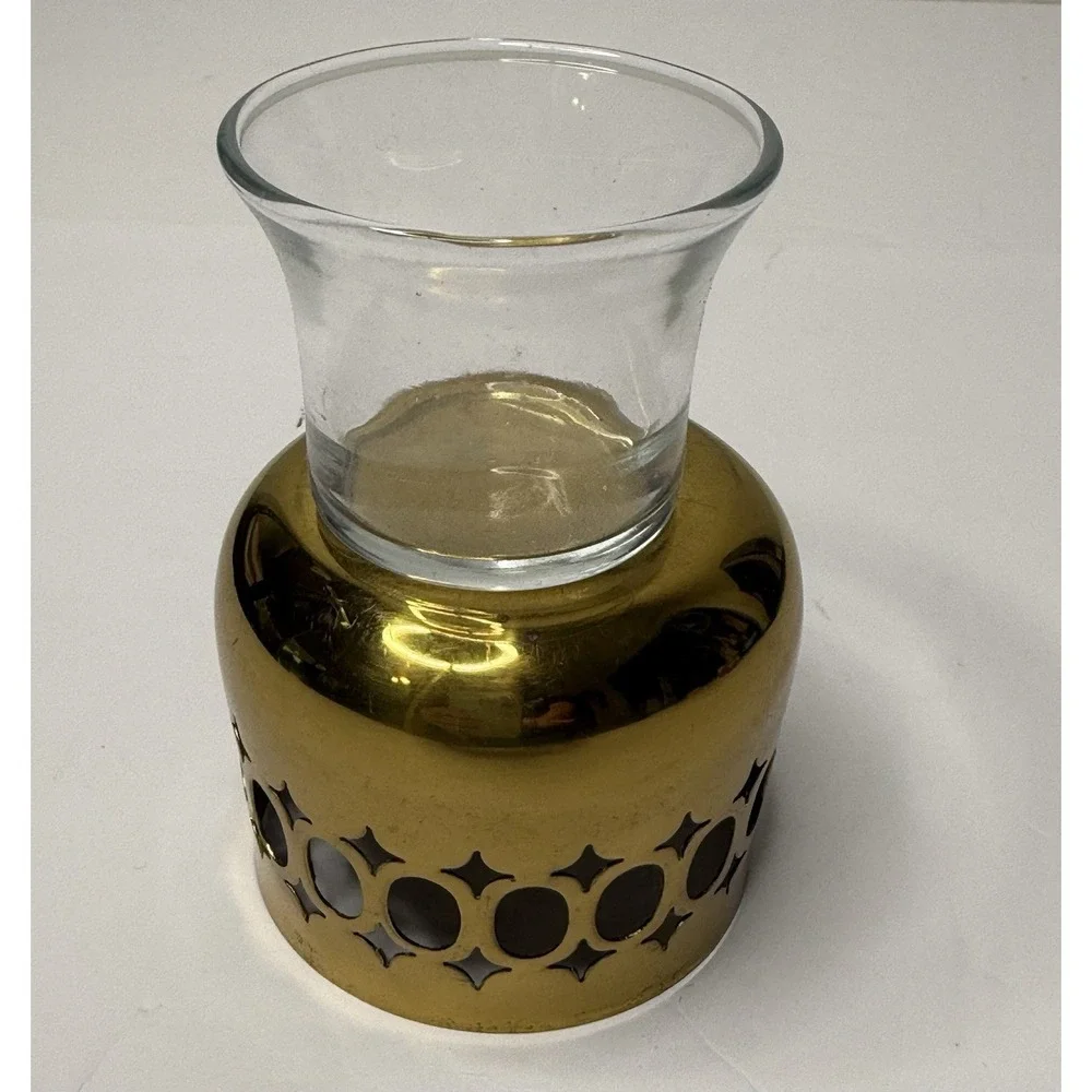 Brass Votive Accent Candle Dish W/ Tea Light Holder Small Celestial Stars Ovals